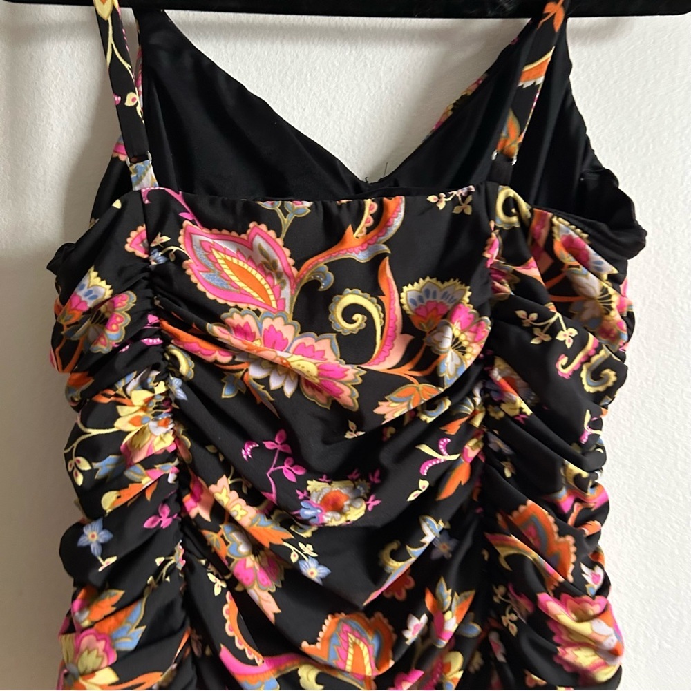 Miraclesuit Sz S Paisley Ruched Tankini Tropical Vacation Swimsuit Top - Picture 5 of 9